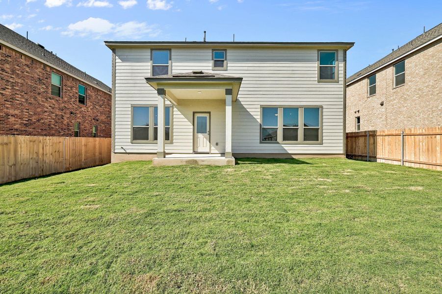 Exterior details and patio area of a home in Salerno - Classic Collection, Round Rock (Image 20). Exterior details and patio area of a home in Salerno - Classic Collection, Round Rock (Image 20).