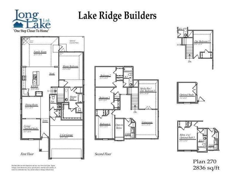 Plan 270 features 5 bedrooms, 3 full baths, 1 half bath and over 2,800 square feet of living space.