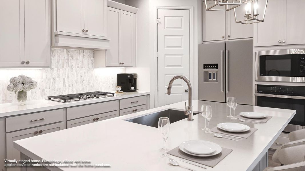 Furnished interior view inside a new home in 6 Creeks, Kyle (Image 9).