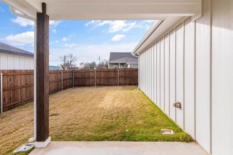Exterior details and patio area of a home in , Justin (Image 4). Exterior details and patio area of a home in , Justin (Image 4).