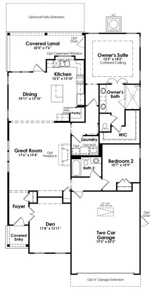 2D floor plan layout of this home in Cresswind Charleston, Summerville, SC (Image 3).