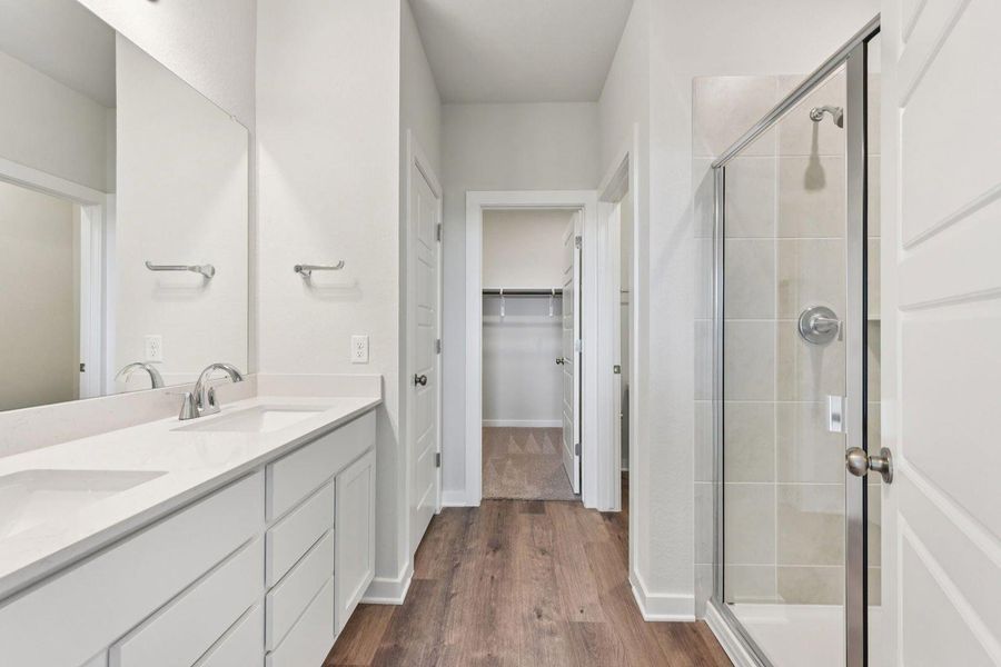 Furnished interior view inside a new home in Stallion Run, Buda (Image 10).