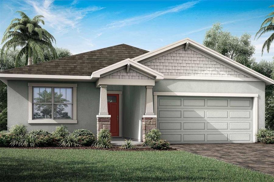 Front exterior of a new home in Pasadena Ridge Master, Dade City, FL, highlighting curb appeal (Image 1). Front exterior of a new home in Pasadena Ridge Master, Dade City, FL, highlighting curb appeal (Image 1).