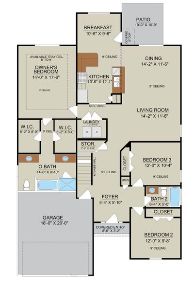Harbor – First Floor- Elevation B & C | Ernest Homes