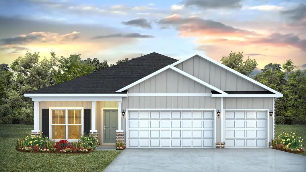 Representative exterior photo of a completed home built from the The Madison by D.R. Horton in Hodges Bayou Plantation, Panama City, FL (Image 26).
