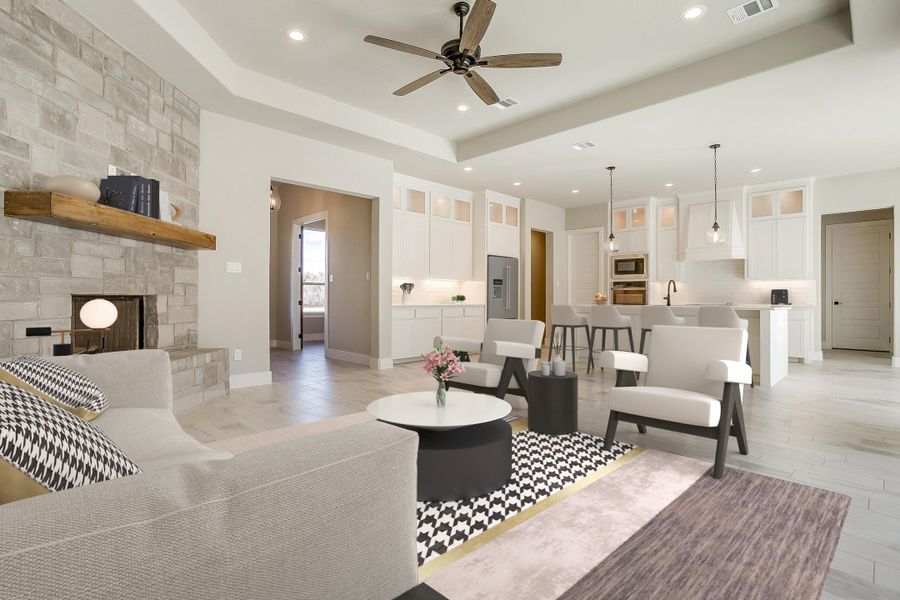 Representative furnished interior of a home built from the The Arlington by Kenmark Homes in Cotten Creek, Azle (Image 5). Representative furnished interior of a home built from the The Arlington by Kenmark Homes in Cotten Creek, Azle (Image 5).
