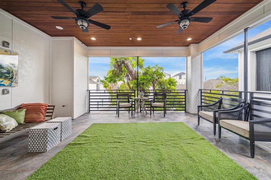 Oversized covered third floor balcony with two ceiling fans (Similar floor plan)