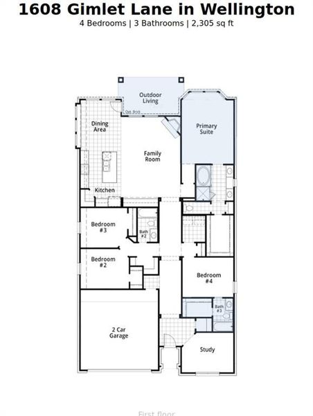 2D floor plan layout of this home in Wellington: Artisan Series - 50ft lots, Haslet, TX (Image 3).