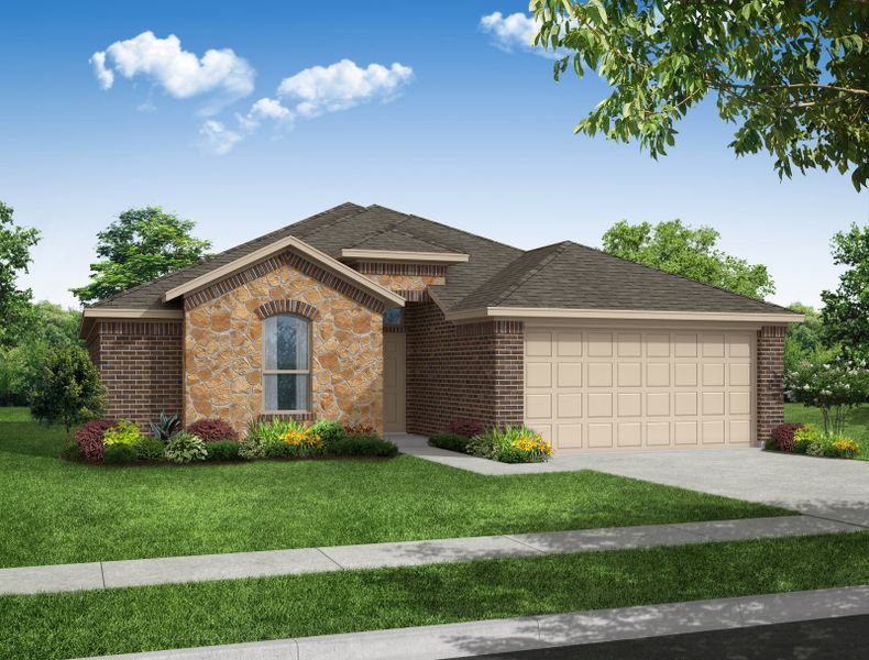Representative exterior photo of a completed home built from the Albany by Impression Homes in Myrtle Creek, Waxahachie, TX (Image 8). Representative exterior photo of a completed home built from the Albany by Impression Homes in Myrtle Creek, Waxahachie, TX (Image 8).
