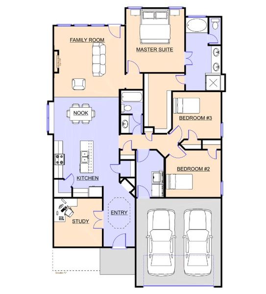 2D floor plan layout for the Denmark II by Altura Homes in Mallard Point, Greenville, TX (Image 2). 2D floor plan layout for the Denmark II by Altura Homes in Mallard Point, Greenville, TX (Image 2).