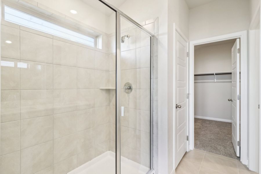 Primary suite bathroom in the Briscoe floorplan at a Meritage Homes community.