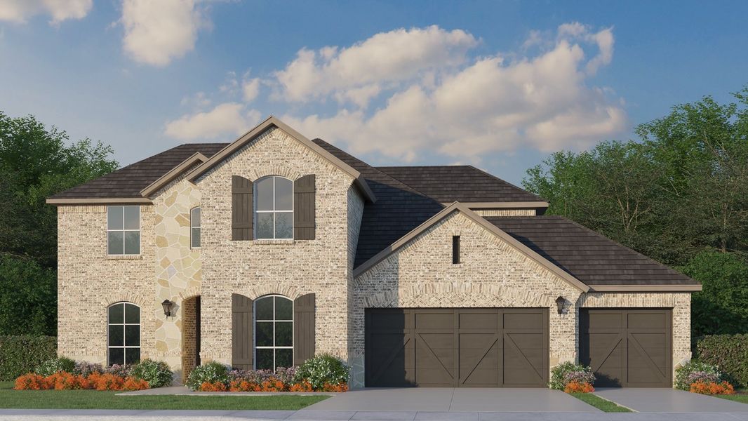 Plan 1689 Elevation A with Stone & 3 Car Garage Plan 1689 Elevation A with Stone & 3 Car Garage