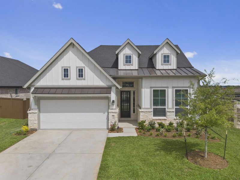 Representative exterior photo of a completed home built from the Lauren by Chesmar Homes in Beacon Point, Texas City, TX (Image 1). Representative exterior photo of a completed home built from the Lauren by Chesmar Homes in Beacon Point, Texas City, TX (Image 1).