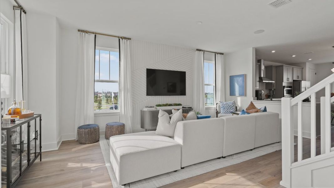 Representative furnished interior of a home built from the Lantana End Unit by DRB Homes in Parkview at Hamlin, Winter Garden (Image 16).