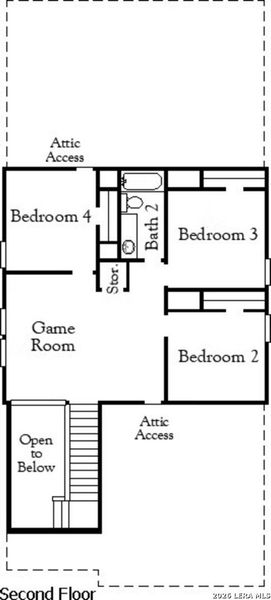 2D floor plan layout of this home in The Parklands, Schertz, TX (Image 3).