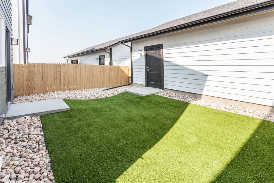 Exterior details and patio area of a home in Prairie Song, Windsor (Image 25). Exterior details and patio area of a home in Prairie Song, Windsor (Image 25).
