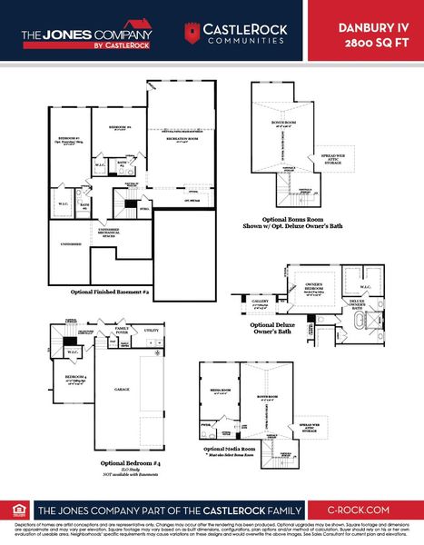 2D floor plan layout for the Danbury IV by CastleRock Communities in Belvoir, Fairview, TN (Image 3).