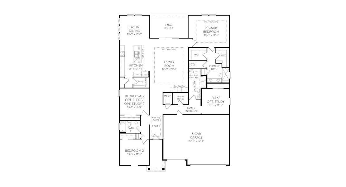 2D floor plan layout for the Delmar - Homesites by Dream Finders Homes in Veranda Bay, Flagler Beach, FL (Image 3).