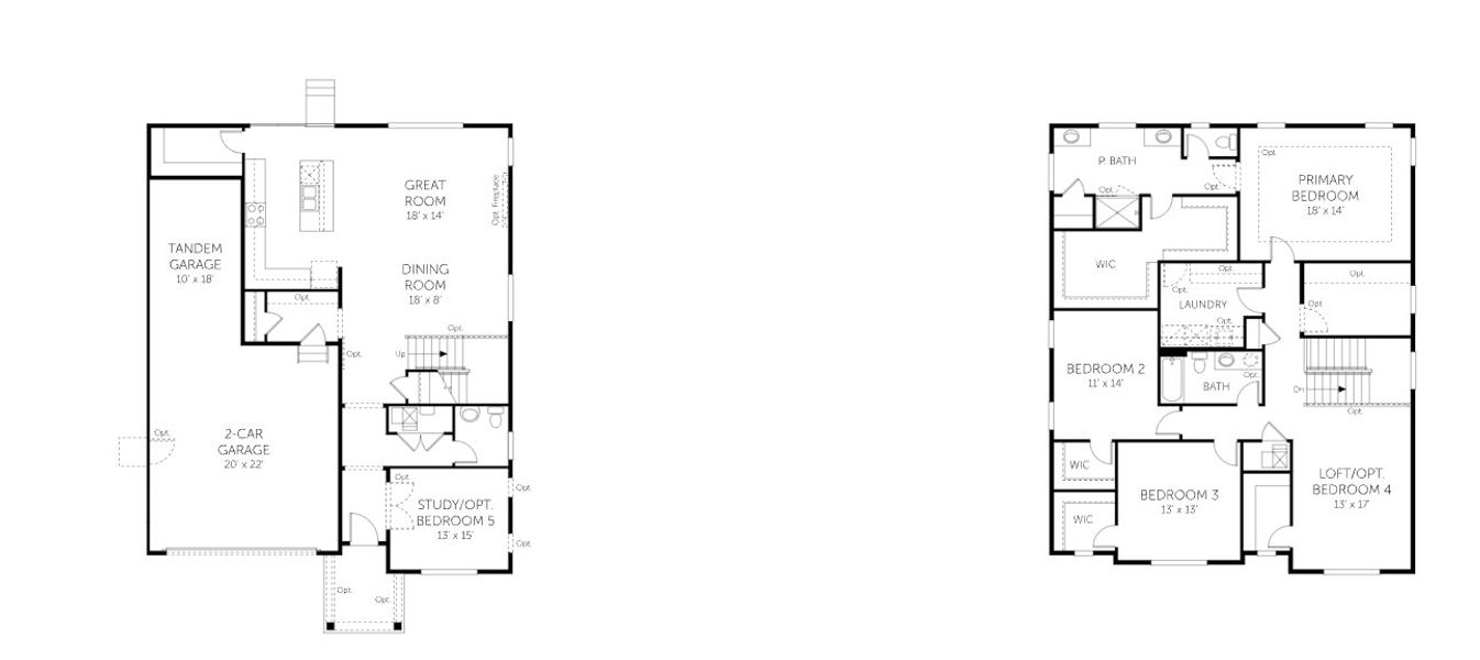 2D floor plan layout for the Conifer - Single Family Homes by Dream Finders Homes in Wolf Creek Run, Strasburg, CO (Image 3).