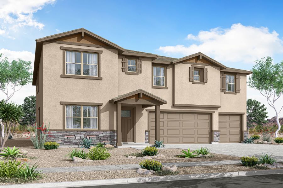Representative exterior photo of a completed home built from the Redwood by Mattamy Homes in Las Ventanas, Goodyear, AZ (Image 5). Representative exterior photo of a completed home built from the Redwood by Mattamy Homes in Las Ventanas, Goodyear, AZ (Image 5).