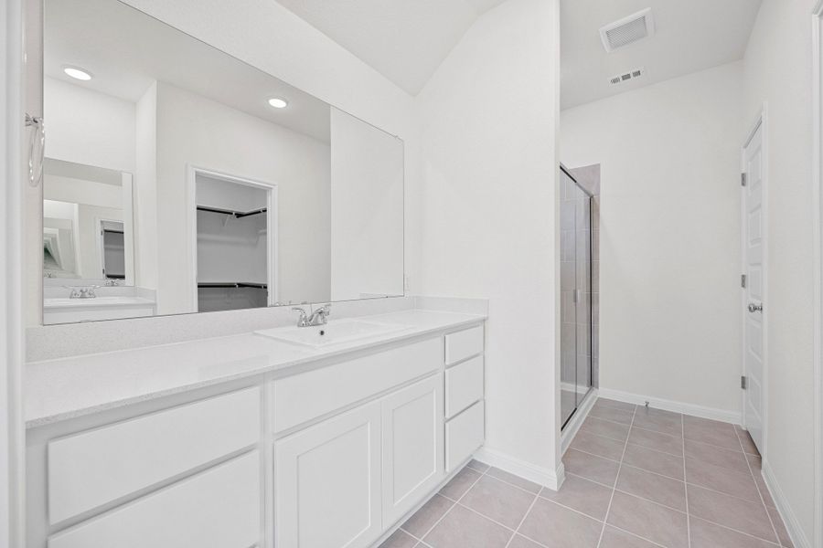 Primary Bathroom in the Cypress home plan by Trophy Signature Homes - REPRESENTATIVE PHOTO
