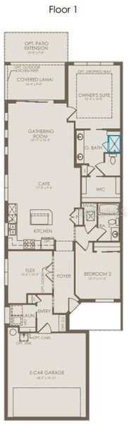 2D floor plan layout of this home in Del Webb Oasis, Winter Garden, FL (Image 2).