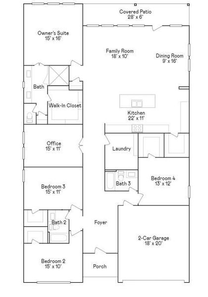 2D floor plan layout of this home in ARTAVIA, Conroe, TX (Image 4).