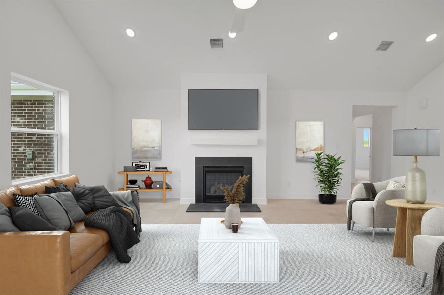 Cozy great room with fireplace