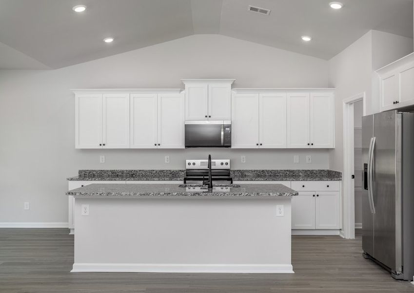 Spacious kitchen island.