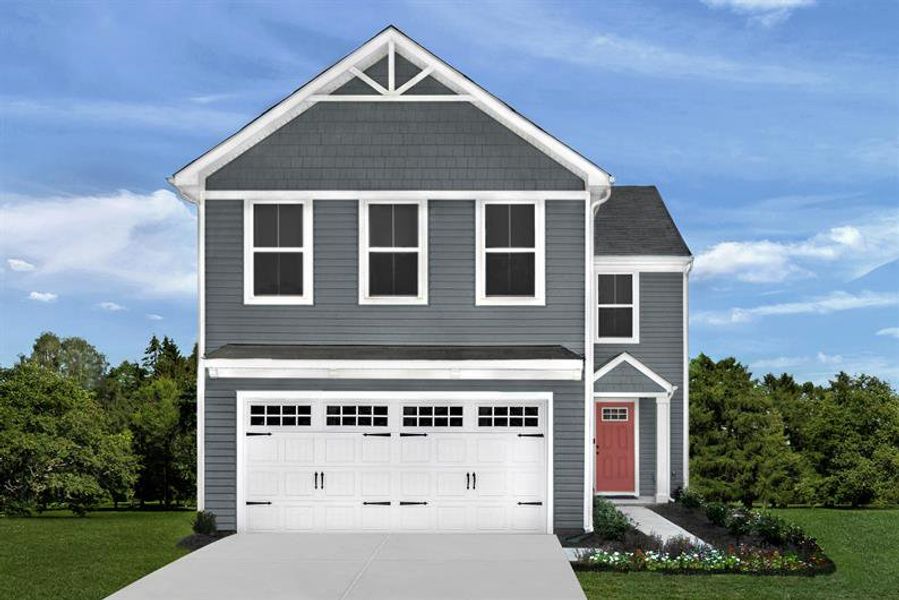 Representative exterior photo of a completed home built from the Lily by Ryan Homes in Meadows Edge Single Family Homes, Conway, SC (Image 1).