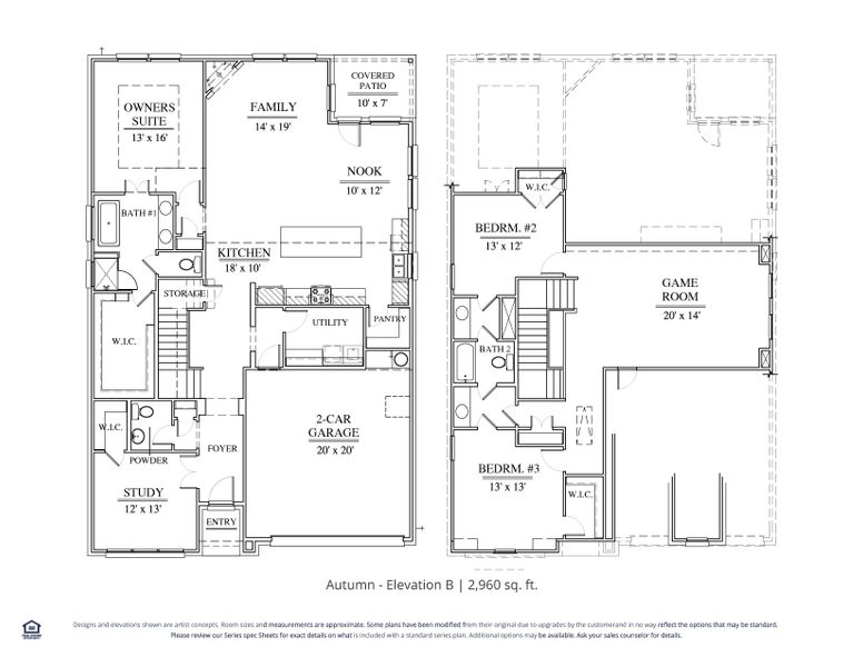 2D floor plan layout for the Autumn by Our Country Homes in Parks of Aledo, Aledo, TX (Image 3).