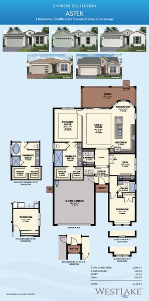 2D floor plan layout for the Aster by Minto Communities in Westlake, Loxahatchee, FL (Image 3).