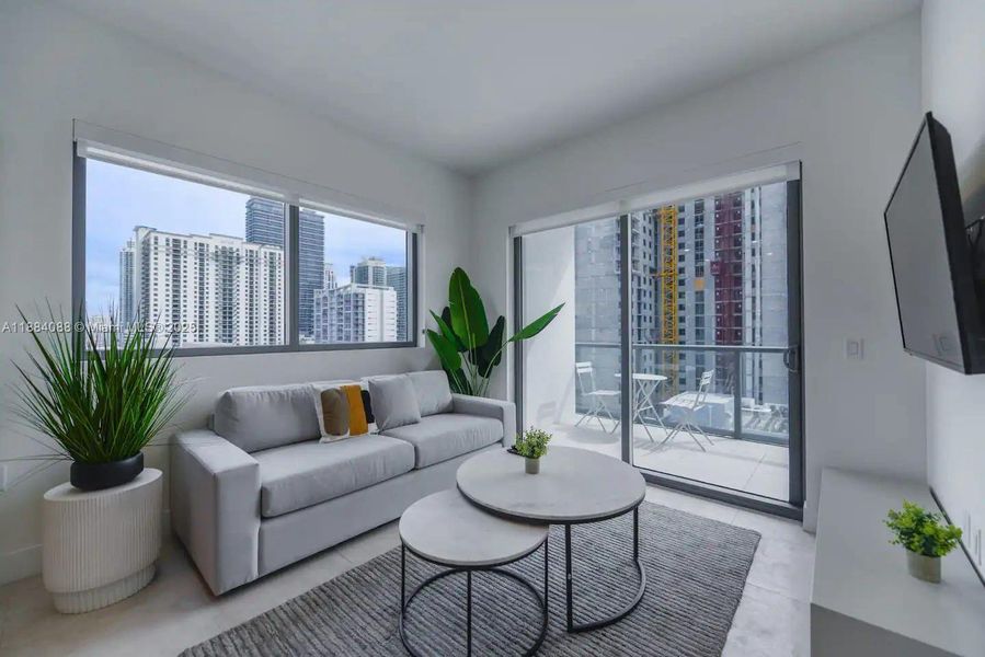 Furnished interior view inside a new home in Smart Brickell, Miami (Image 8).
