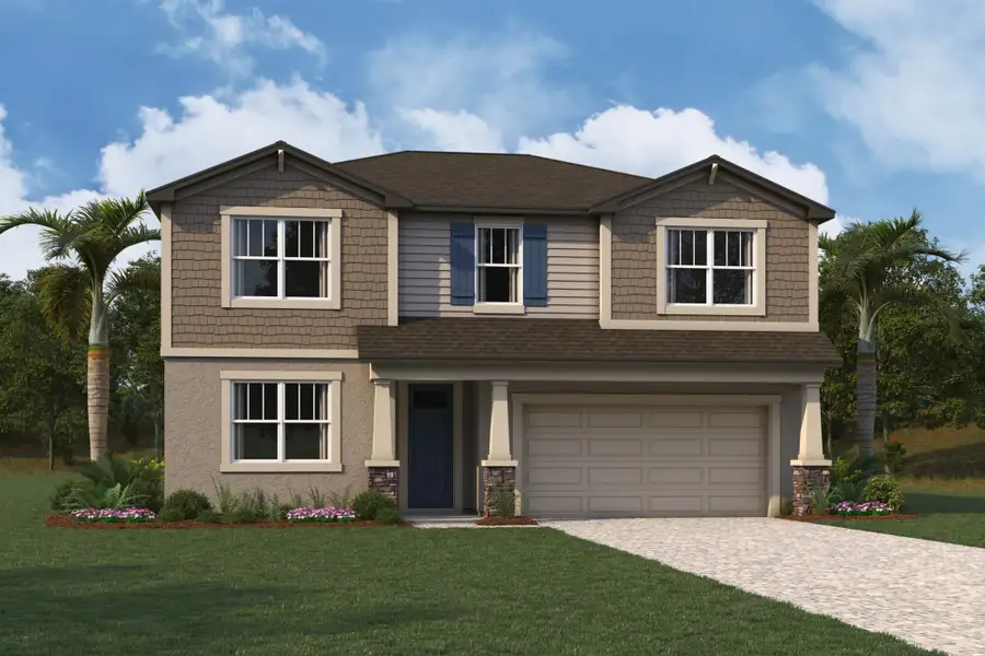 Representative exterior photo of a completed home built from the Olympic by Mattamy Homes in Pasadena Ridge, Zephyrhills, FL (Image 2). Representative exterior photo of a completed home built from the Olympic by Mattamy Homes in Pasadena Ridge, Zephyrhills, FL (Image 2).