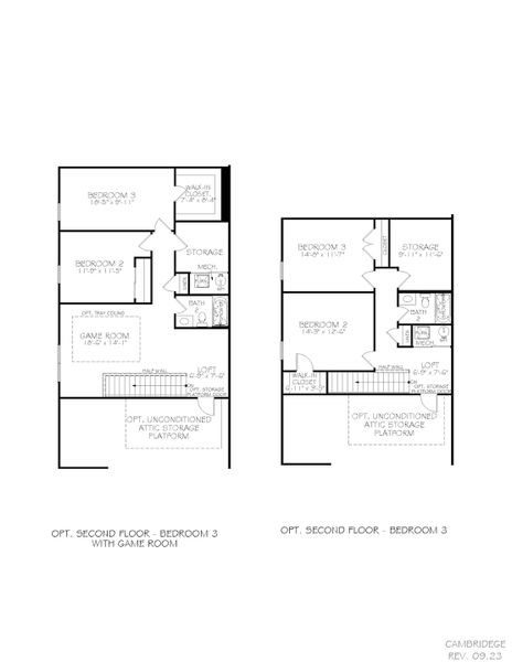 2D floor plan layout for the Cambridge by Epcon Communities in The Courtyards at Oak Grove, Durham, NC (Image 22).