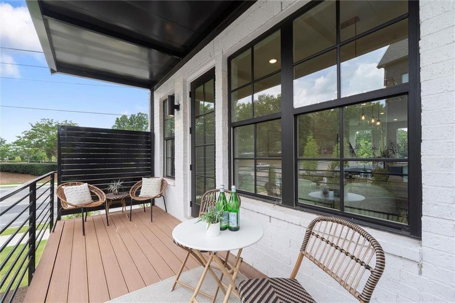 Exterior details and patio area of a home in The Gathering – Alpharetta, Alpharetta (Image 24).