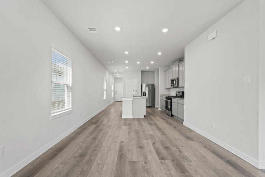A kitchen with white walls. A kitchen with white walls.