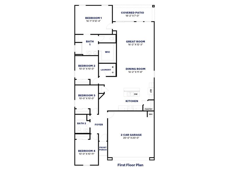2D floor plan layout for the Gaven by D.R. Horton in Heartland Ranch, Coolidge, AZ (Image 3).