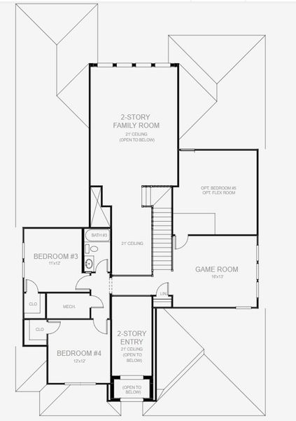 2D floor plan layout for the 3253F by Perry Homes in Mandarin Grove, Palmetto, FL (Image 4).