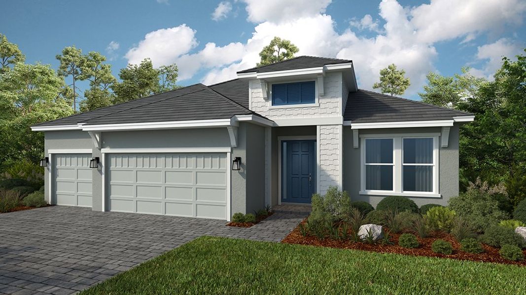 Representative exterior photo of a completed home built from the Cresta by Taylor Morrison in Esplanade at Cammaray Lakewood Ranch, Sarasota, FL (Image 2). Representative exterior photo of a completed home built from the Cresta by Taylor Morrison in Esplanade at Cammaray Lakewood Ranch, Sarasota, FL (Image 2).