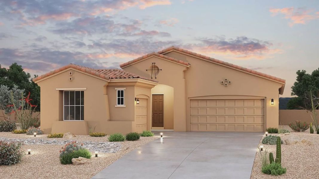 Representative exterior photo of a completed home built from the Coral by Brightland Homes in Canyon Views - Hacienda, Litchfield Park, AZ (Image 4).