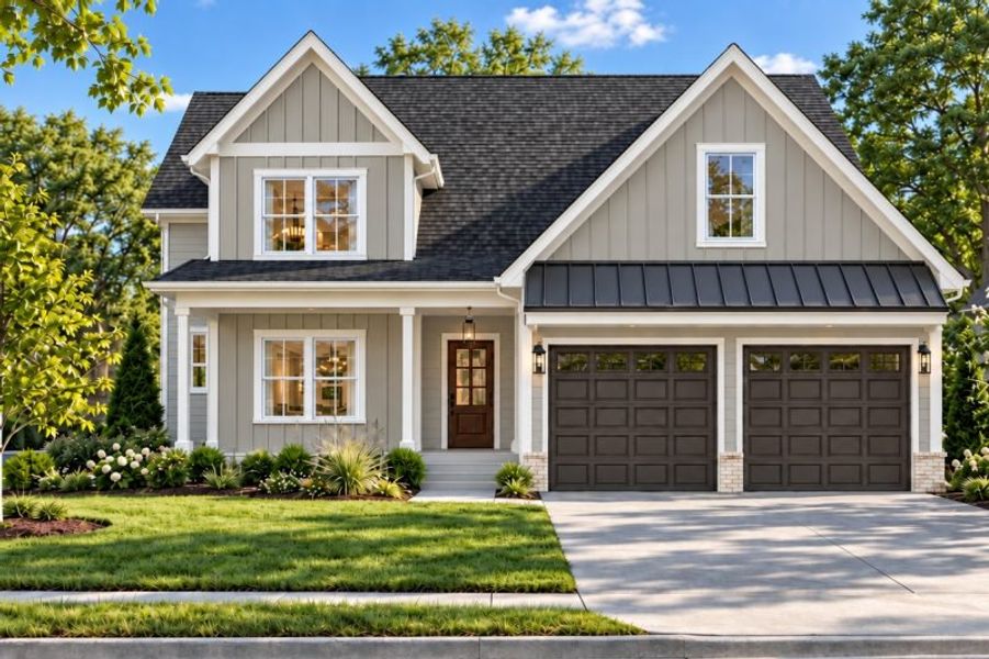 Front exterior of a new home in Faith View, Ooltewah, TN, highlighting curb appeal (Image 27).