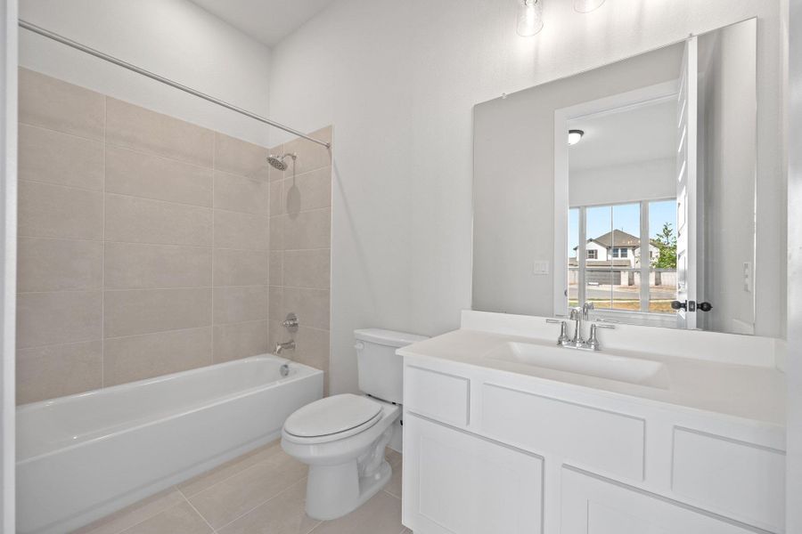 Furnished interior view inside a new home in Santa Rita Ranch - 60', Liberty Hill (Image 7). Furnished interior view inside a new home in Santa Rita Ranch - 60', Liberty Hill (Image 7).