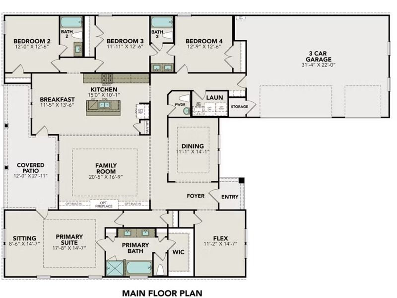2D floor plan layout of this home in Potranco Oaks, Castroville, TX (Image 3).