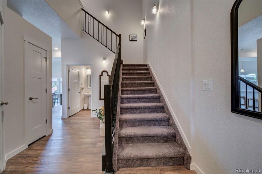 Two-story entry with open railing.