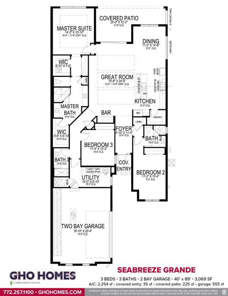 2D floor plan layout for the Seabreeze Grande by GHO Homes in Seaglass, Vero Beach, FL (Image 120).