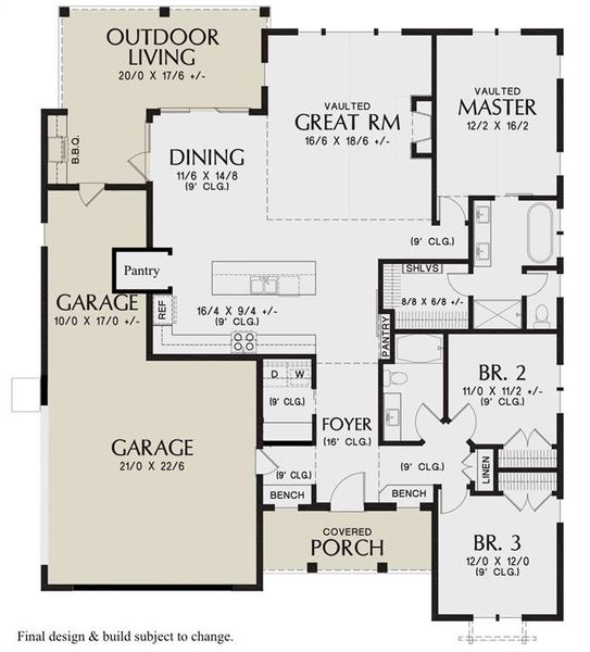 2D floor plan layout of this home in Oak Water Ranch, Granbury, TX (Image 4).