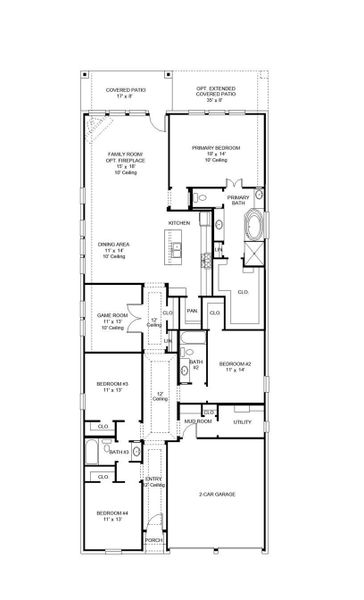 2D floor plan layout of this home in Bridgeland 45', Cypress, TX (Image 2). 2D floor plan layout of this home in Bridgeland 45', Cypress, TX (Image 2).