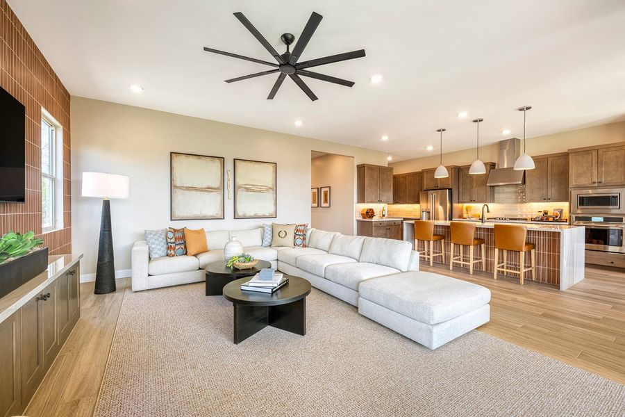 Representative furnished interior of a home built from the Elden Plan 4505 by Tri Pointe Homes in Molino at Soleo, Queen Creek (Image 4). Representative furnished interior of a home built from the Elden Plan 4505 by Tri Pointe Homes in Molino at Soleo, Queen Creek (Image 4).