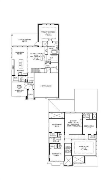 2D floor plan layout of this home in Ventana 50', Fort Worth, TX (Image 2).